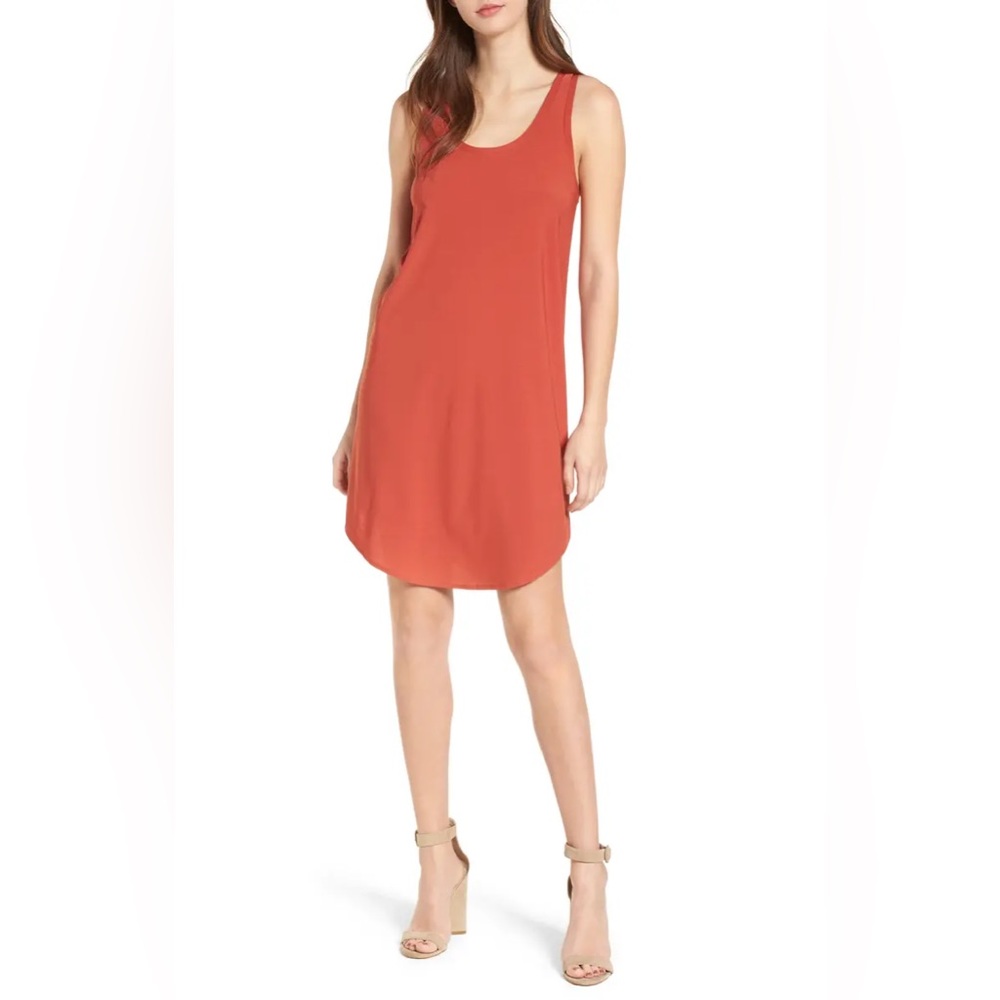 Leith Orange Swing Dress Small Sleeveless Tank Shift Dress Nordstrom Casual